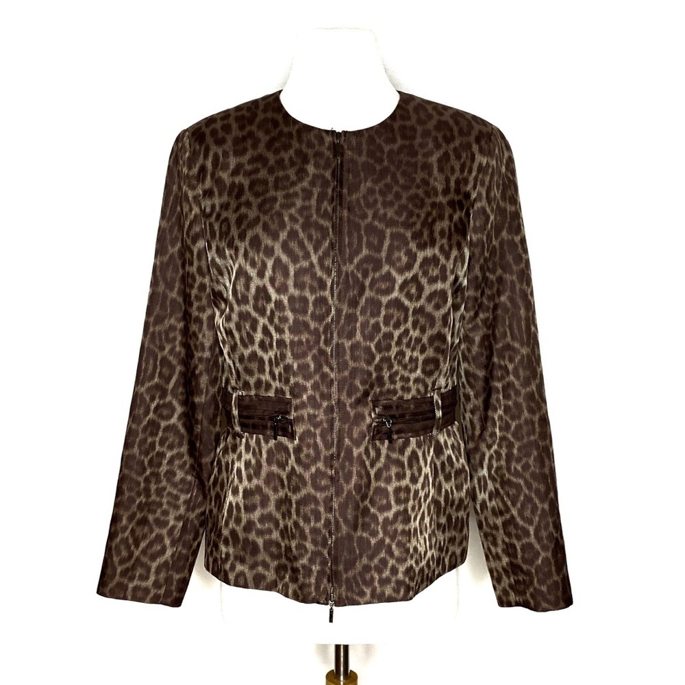 Doncaster Collection Leopard Wool Blend Skirt Suite Set.